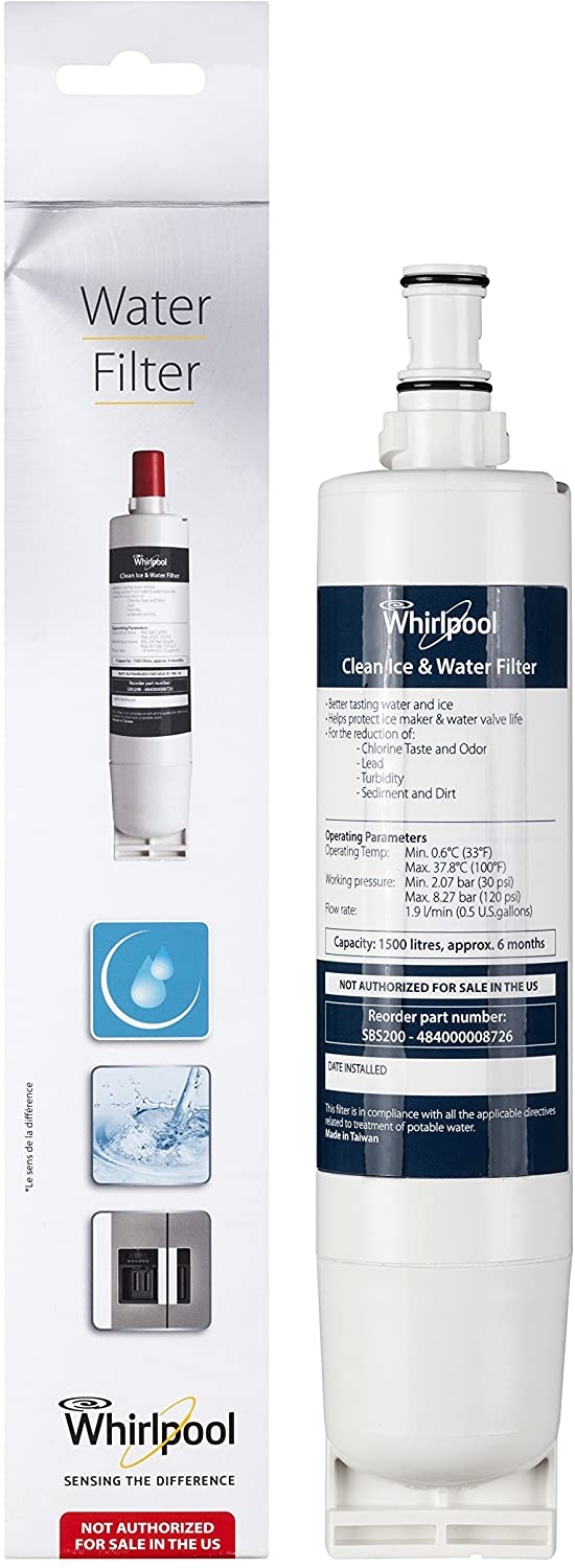 Whirlpool filtre à eau d'origine sbs002 481281729632 pour réfrigérateur whirlpool krsm9030