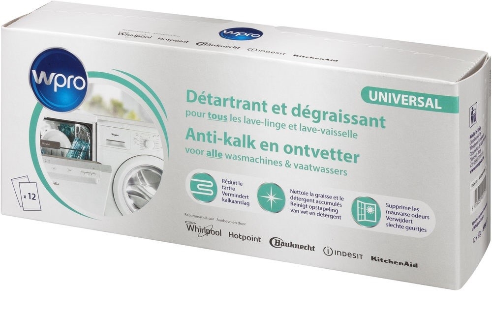 Indesit détartrant / dégraissant 12 sachets 484000008801 pour lave-linge indesit wmy81440