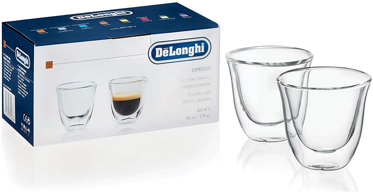Delonghi tasses espresso (double parois, 60ml, lot de 2) dl (eu) 5513214591 pour cafetière et expresso / machine à café delonghi cm651 0wcm651002