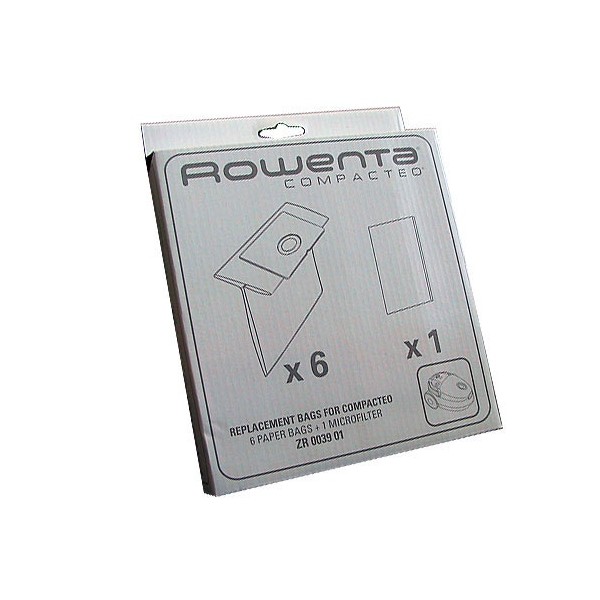 Rowenta sacs (x6) + filtre (x1) zr003901 pour aspirateur rowenta silence force upgrade ro4721fb/410 2210730255