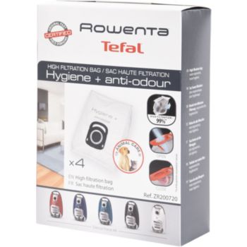 Rowenta sac hygiene + anti-odeur*4 zr200720 pour aspirateur rowenta compact power ro3985ea/4q0 2211400115