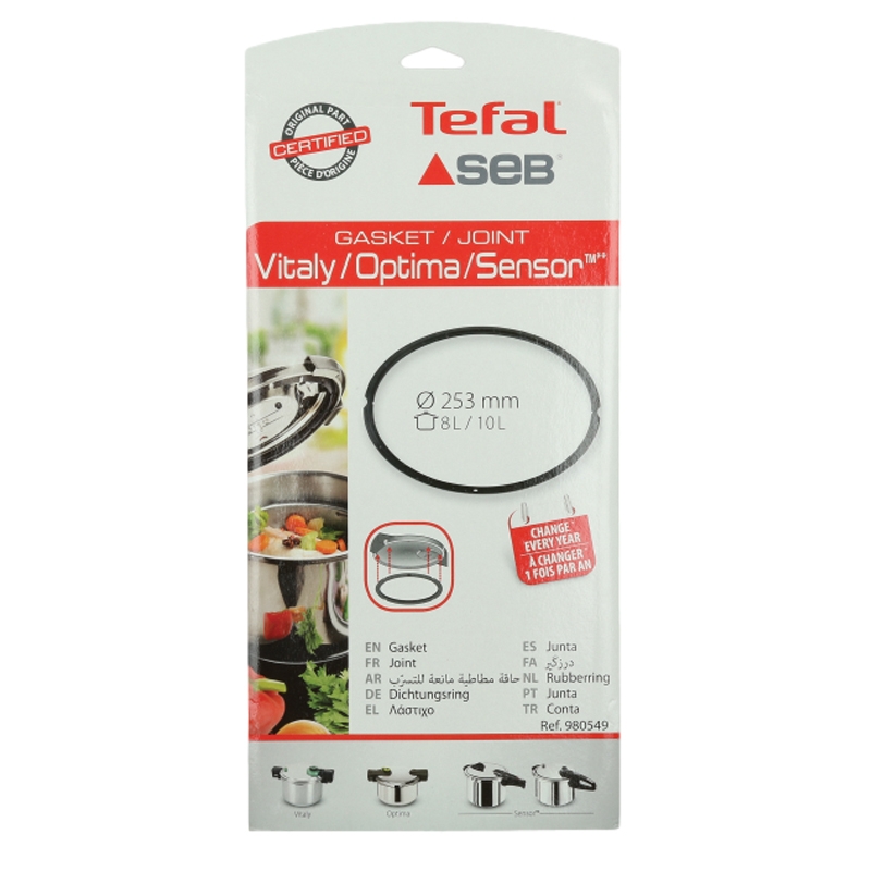 Seb sa- joint 8/10l inox Ø 253mm 980549 pour friteuse seb oleoclean compact fr701601/89 7211000530