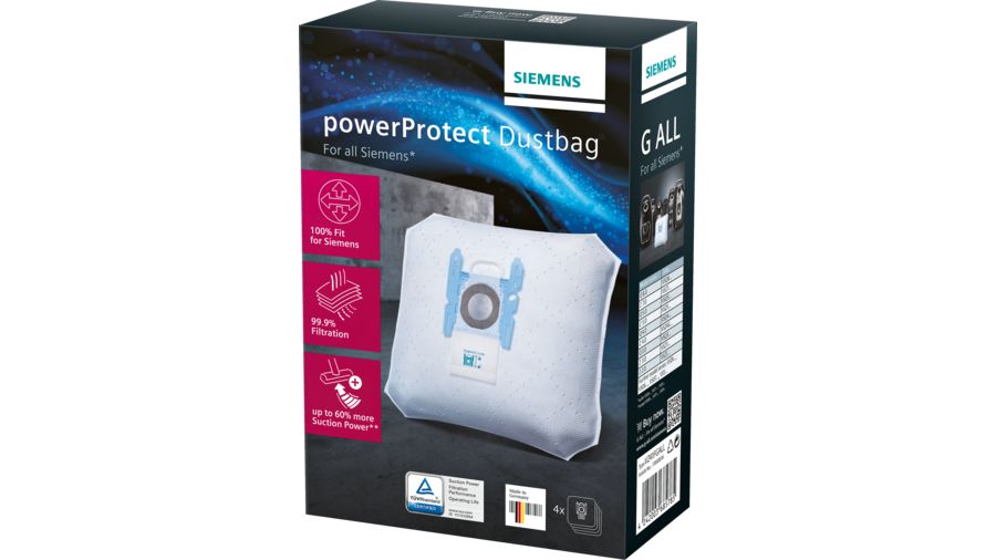 Siemens 4 x sac de typ gxxl / gxl (bbz41fgxxl) 00467342 pour aspirateur siemens bsgl52230 bsgl52230/01