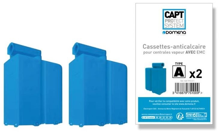 Domena lot de 2 cassettes anti-calcaire type a 500975100 pour centrale vapeur - fer à repasser domena xellence1dx xellence