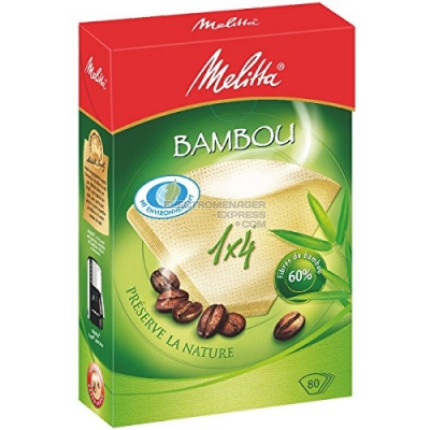 Boîte de 80 Filtres à café végétal 60% fibre Bambou 1x4