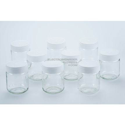 Pot en verre (x9) + couvercles vissants