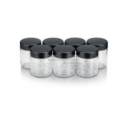 Pots de yaourt en verre x7 jg 3514 couvercle noir 150 ml