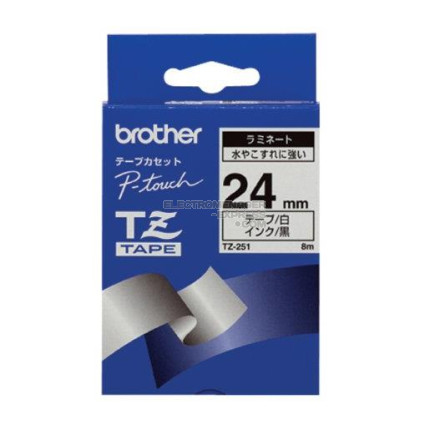 Schriftband noir blanc 24m/8m pour brother